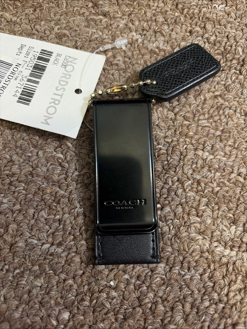 Coach Black Leather Key & Card Holder with coach tag